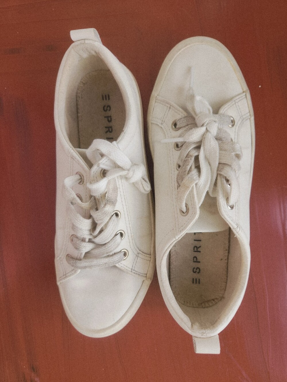 Esprit Ladies White Low-Top Canvas Sneakers